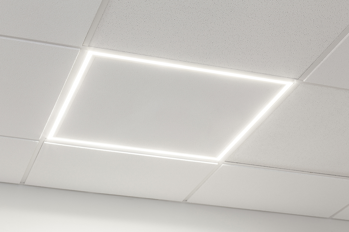 Interpretive Porto Ren og skær Vertex LED Ceiling Panel - Unique Halo Style LED Configuration